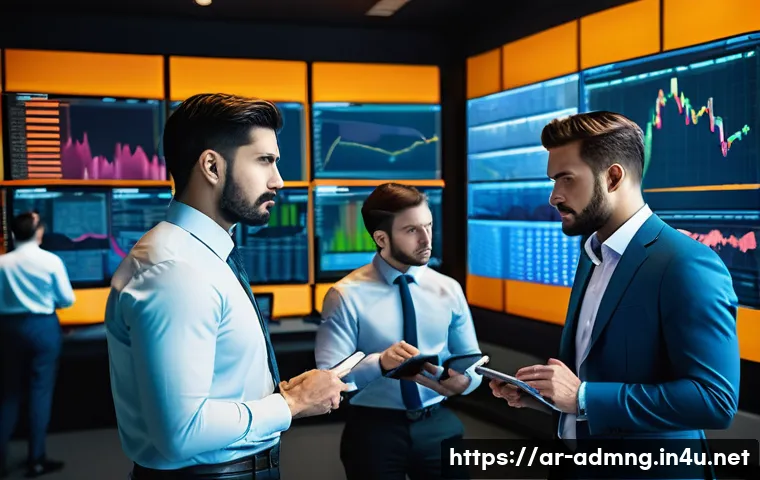 행정관리사 실기시험 시뮬레이션 - **Prompt:** A diverse group of young, determined managers in a sleek, modern control room, surrounde...