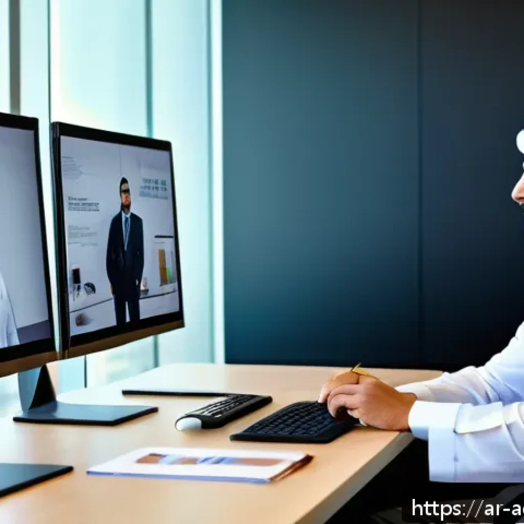 행정관리사 이직 성공 전략 - A modern government office environment in the Middle East, featuring diverse Arab professionals coll...