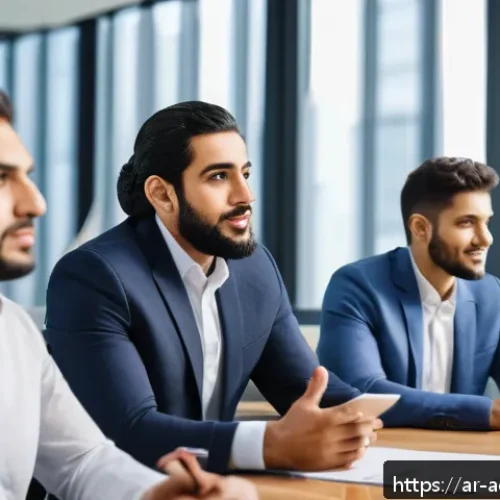 Home 17 행정관리사와 조직관리 전략 - A diverse team of Arab professionals engaged in an active listening session in a modern office setti...